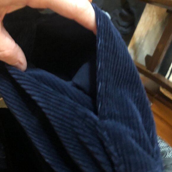 Vintage 80s Navy Blue Corduroy Jumper Dress Misty Lane ILGWU Large 11/12 cute B2 - Picture 12 of 12